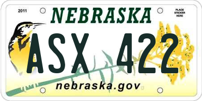 NE license plate ASX422