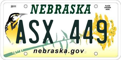 NE license plate ASX449