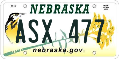 NE license plate ASX477