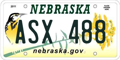 NE license plate ASX488