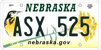 NE license plate ASX525