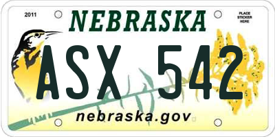 NE license plate ASX542