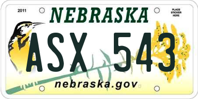 NE license plate ASX543