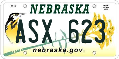 NE license plate ASX623