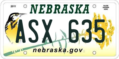 NE license plate ASX635