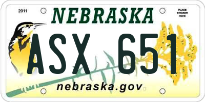 NE license plate ASX651