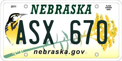 NE license plate ASX670