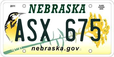 NE license plate ASX675