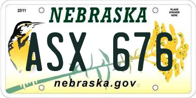 NE license plate ASX676