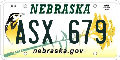 NE license plate ASX679
