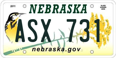 NE license plate ASX731