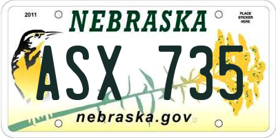 NE license plate ASX735