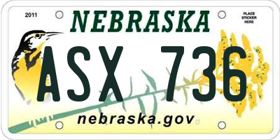 NE license plate ASX736