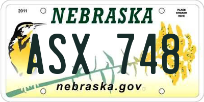 NE license plate ASX748