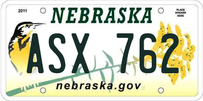 NE license plate ASX762