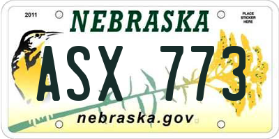 NE license plate ASX773