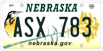 NE license plate ASX783