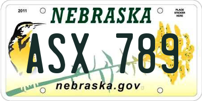 NE license plate ASX789