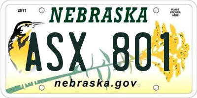 NE license plate ASX801