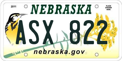 NE license plate ASX822