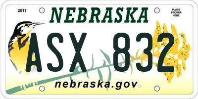 NE license plate ASX832