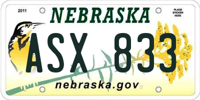 NE license plate ASX833