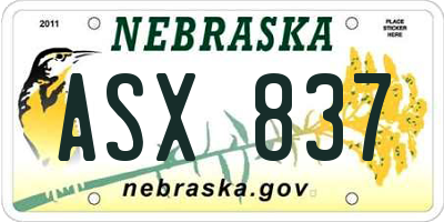 NE license plate ASX837