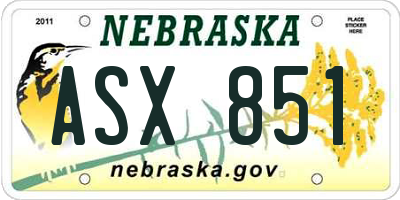 NE license plate ASX851