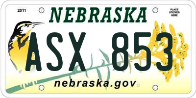 NE license plate ASX853