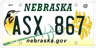 NE license plate ASX867