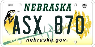 NE license plate ASX870