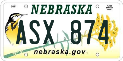 NE license plate ASX874
