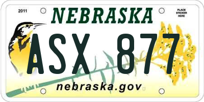 NE license plate ASX877
