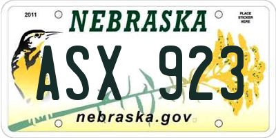 NE license plate ASX923