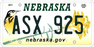 NE license plate ASX925
