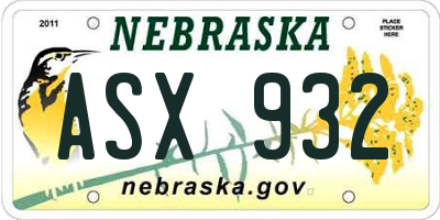 NE license plate ASX932