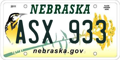 NE license plate ASX933