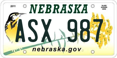 NE license plate ASX987