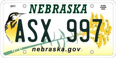 NE license plate ASX997