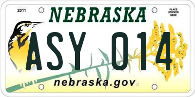 NE license plate ASY014