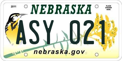 NE license plate ASY021
