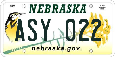 NE license plate ASY022