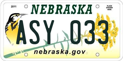 NE license plate ASY033
