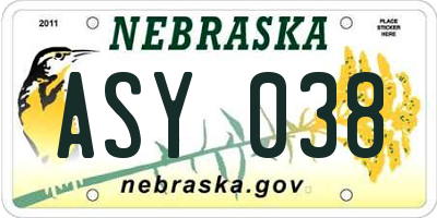NE license plate ASY038