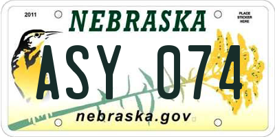 NE license plate ASY074