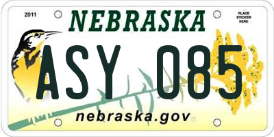 NE license plate ASY085
