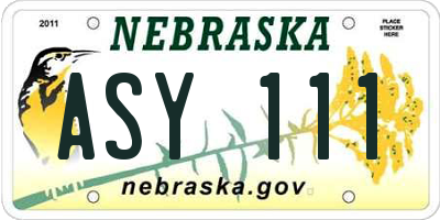 NE license plate ASY111