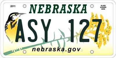 NE license plate ASY127