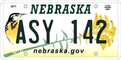 NE license plate ASY142