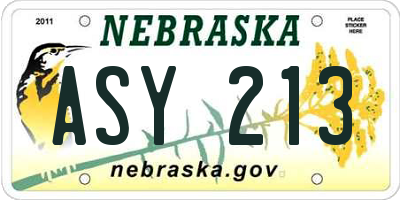 NE license plate ASY213